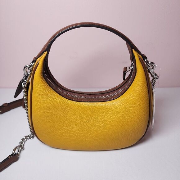 NWT Coach CT884 Carmen Mini Colorblock Yellow Gold Multi - Picture 3 of 6